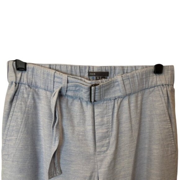 Vince light blue belted cotton slim tapered leg pants size S - Picture 2 of 5